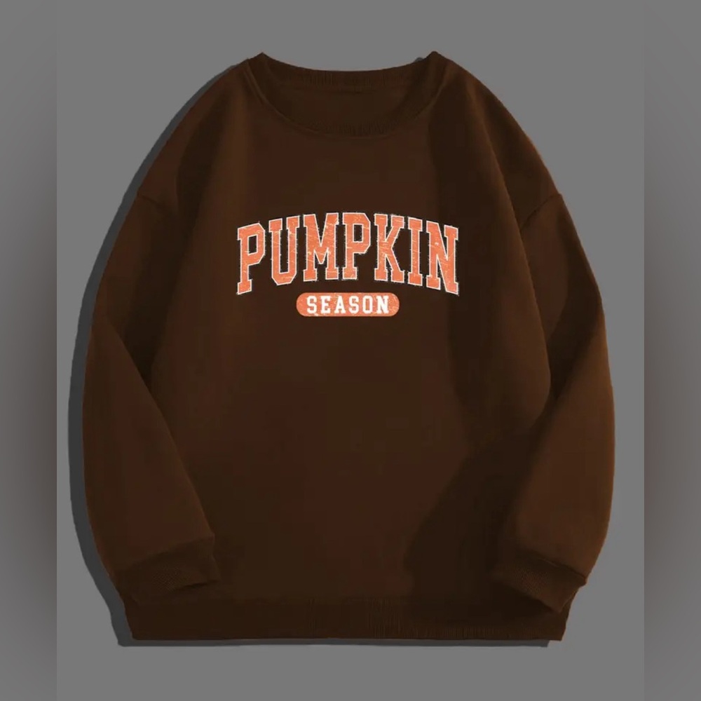 Men's Casual Crew Neck Sweatshirt with Pumpkin Print - Soft Polyester